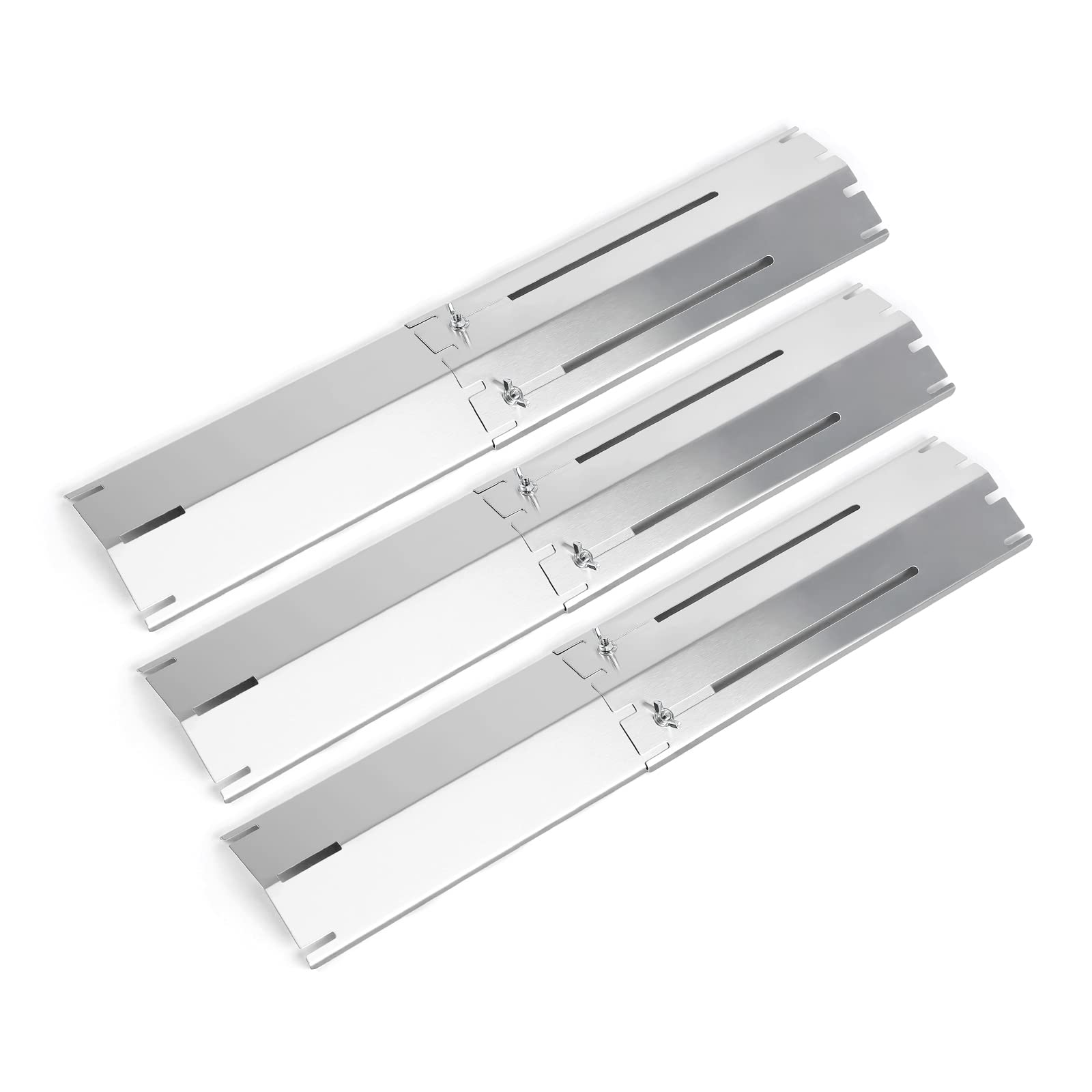 GFTIME 30CM to 53CM Universal Heat Plate Spare Parts for Charbroil, Brinkmann, Outback, Adjustable Stainless Steel Flame Tamer for Most Gas Grills, 3 Pack
