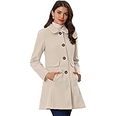 Allegra K Women's 2025 Coat Winter Classic Vintage Mid-Length Lapel Collar Single Breasted Overcoat