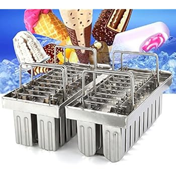 TeeNoke 20pcs Stainless Steel Molds Ice Lolly Popsicle Ice Cream Stick Holder (A)