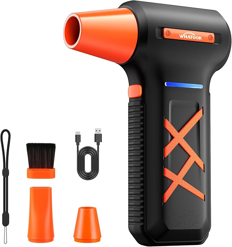 WHATOOK Electric Air Duster 250000 RPM Cordless Mini Blower 3 Speed 270 Min
