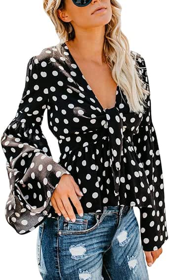 Luckycat Casual de Mujer Solid Camisa Manga Larga Blusa Camisas con Volantes: Amazon.es: Ropa y accesorios