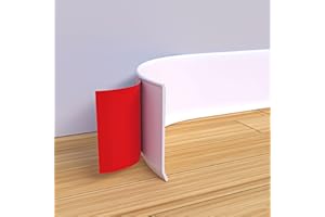 JUNSEN Flexible Baseboard Trim - Vinyl Cove Base Peel and Stick Baseboards Molding Trim Self Adhesive Wall Base Floor Baseboard Corner Rubber Moulding Trim (4 Inch X 40 Feet, White)