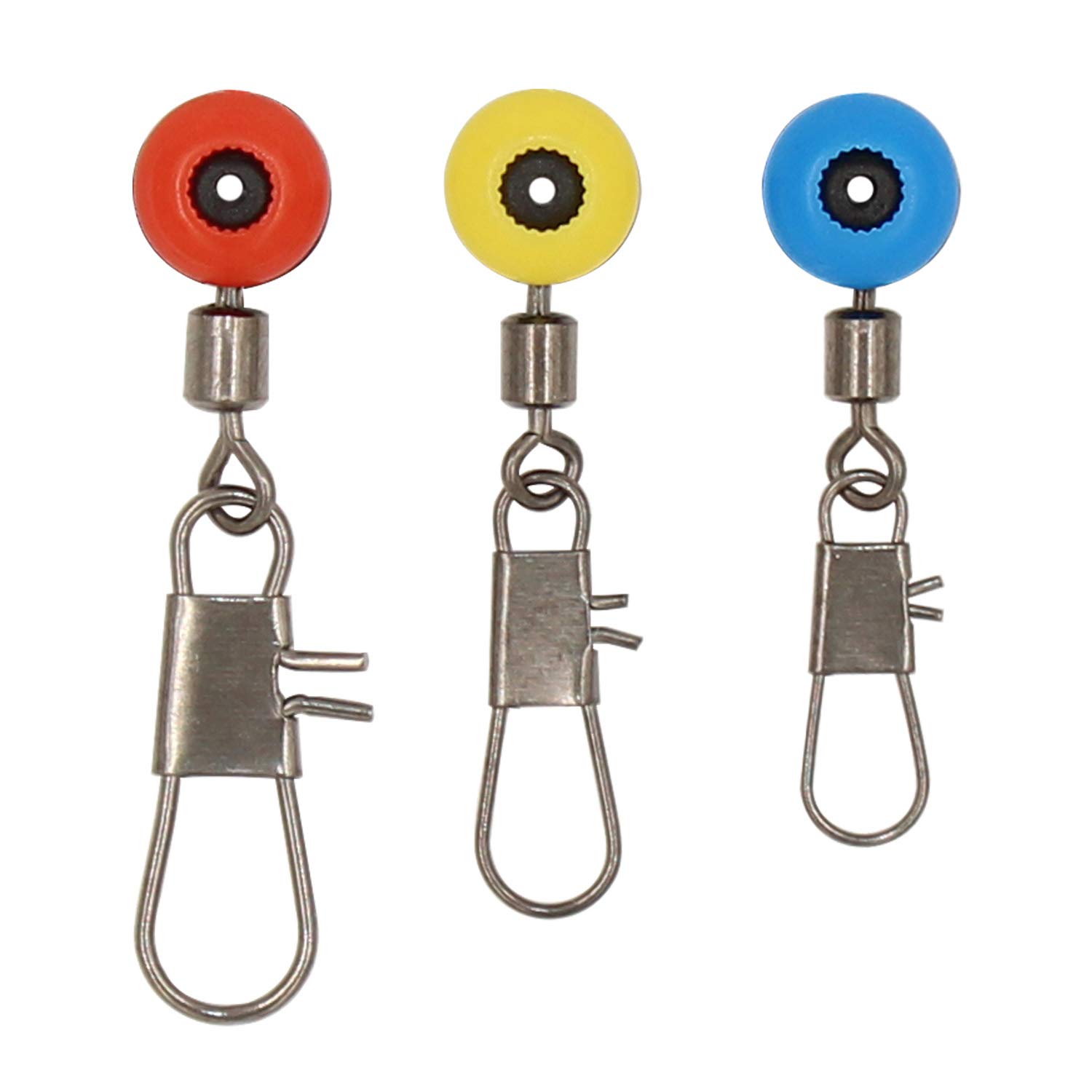 OKVGO 60pcs Fishing Tackle Running Ledger Slider Beads Snap Links Swivels Clips 3 Size with Box