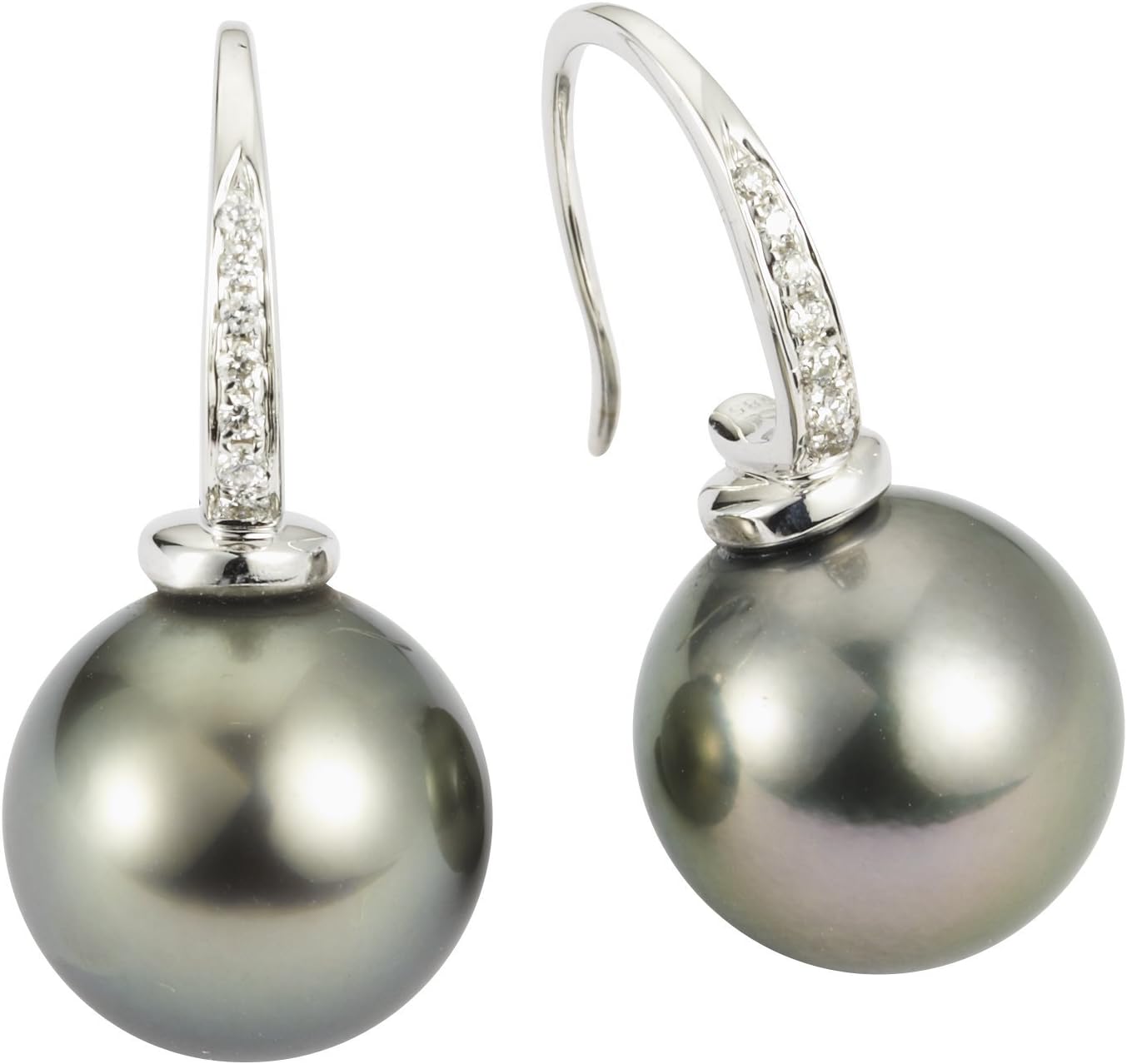 Adriana Women's Earrings Tahiti Cultured Pearls with Brilliant Cut Diamonds 585 White Gold Tahitian PR Classic 3–11