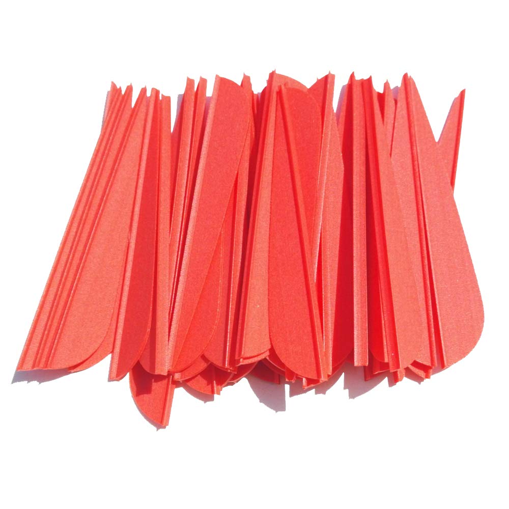 ZSHJG Hunting Arrow Plastic Feathers 3 Inches Fletching Plastic Vanes For DIY Arrows 100Pcs (Red)