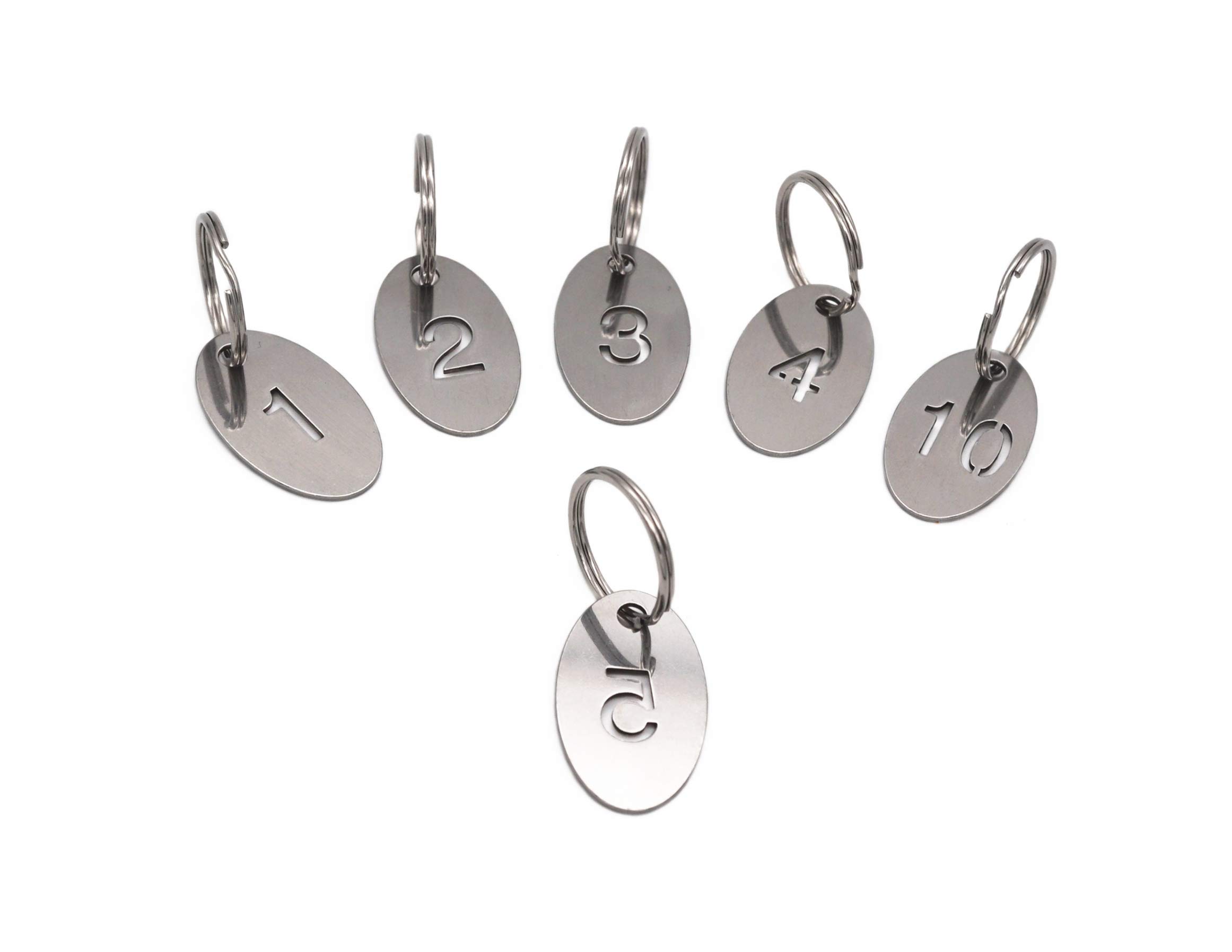 NanTun 304 Stainless Steel Oval Key Tags with Ring 100 pcs, Hollowed Number ID Tags Key Chain, Numbered Key Rings - 1 to 100