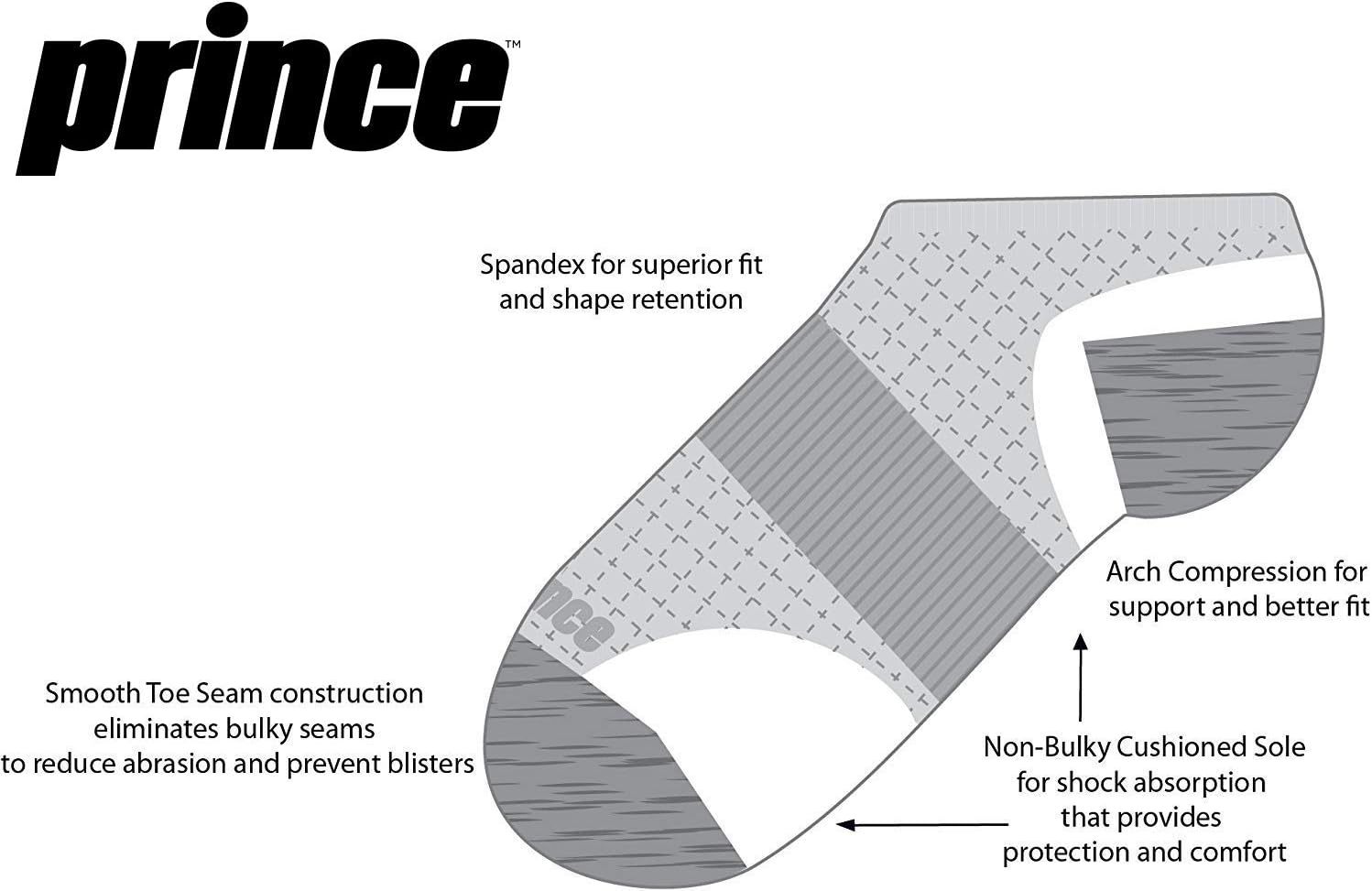 Prince Boys' Low Cut Athletic Socks with Cushion for Active Kids: Clothing