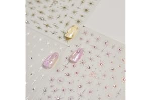 NAMREC 3 Sheets 5D Embossed Star Nail Stickers - Pink Gold White Glitter Shiny Design for DIY Manicure Decoration - Nail Art Supplies for Women
