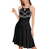 ANYFITTING Built in Bra Halter Dresses for Women 2025 Summer Pockets Dress Flowy Midi Sundresses Beach Vacation