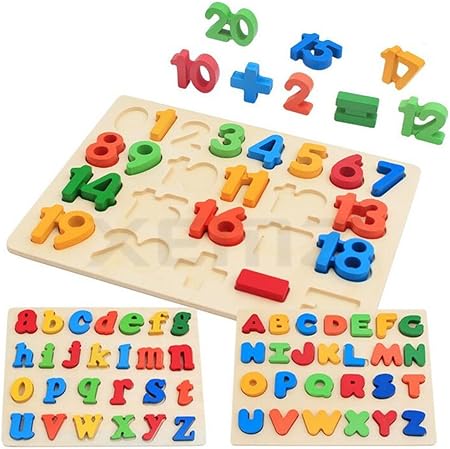 Amazon Co Jp アルファベット 木製パズル A To Z 認知積み木 数学パズル 子供早期教育訓練クリエイティブジグソーパズルインテリジェンスおもちゃ 学習教育玩具 知育教育 アルファベットの識別学習想像 数や計算 数字認識 プレゼント贈り物出産祝い 小文字