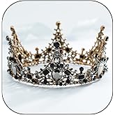 Salliy Black Crown Rhinestone Tiara and Crowns Crystal Queen Tiara Gothic Hair Accessories Wedding Crowns Halloween Costume Baroque Crown for Women