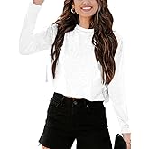 Tankaneo Women Long Sleeve Crop Tops Loose Crew Neck Cropped T-Shirts Drop Shoulder Casual Basic Tees L-Blue