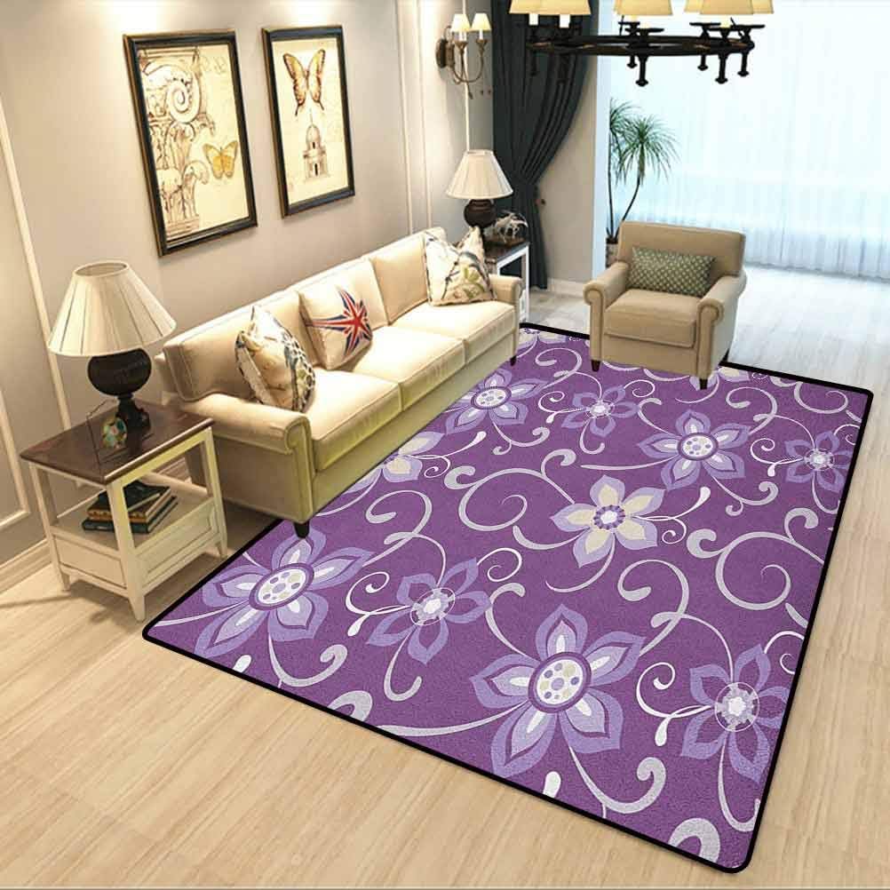 Eggplant Retro Style Living Room Rug Beautiful Lilacs with Leaves Sticking Out of Them in