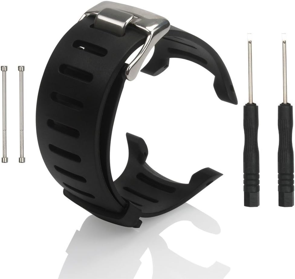 Picowe Watch Band Strap, Watch Band Replacement Soft Rubber for SUUNTO T1 T1C T3 T3C T3D T4C T4D SS012801000 SS012804000 - Free Tool Included (with Screws)