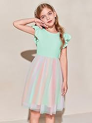 Haloumoning Girls Tutu Dress Ruffle Short Sleeve