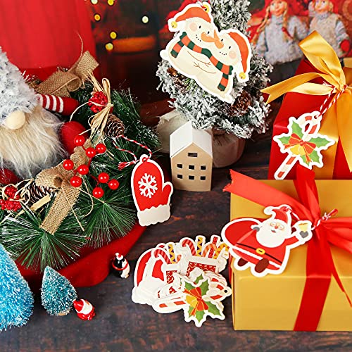 Koogel 100 Pcs Christmas Tags, Christmas Colour Gift Tags Christmas Gift Tags Xmas Paper Tags for DIY Christmas Holiday Gift Wrapping Stamp Label Packaging Business Card