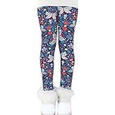 Rysly Girls Winter Thick Warm Long Pants Printing Fleece Lined Leggings