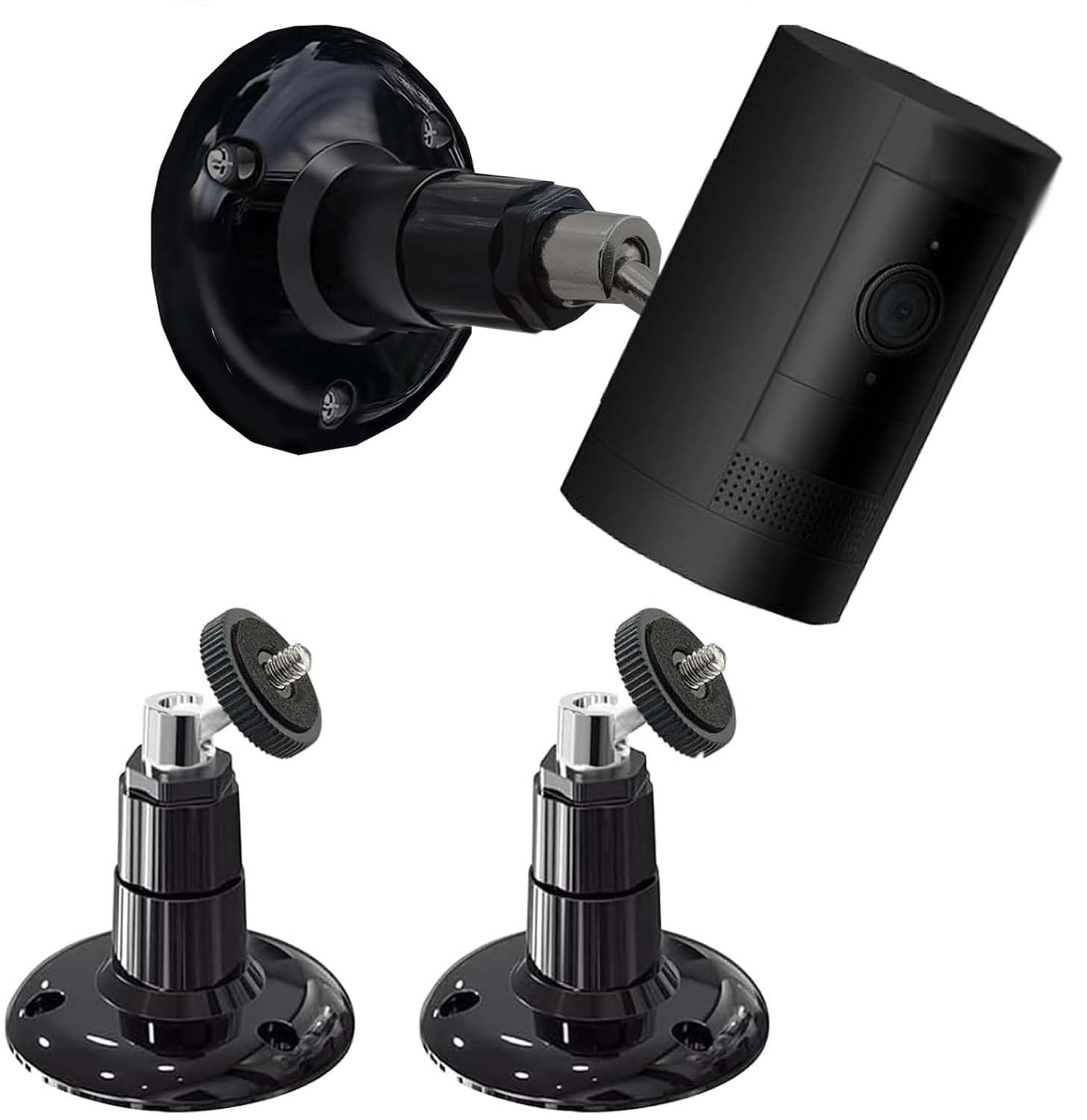 PAIKIUU Ring Camera Mount for Arlo, Wyze, Eufy & More - All 1/4" Thread Holes - Black