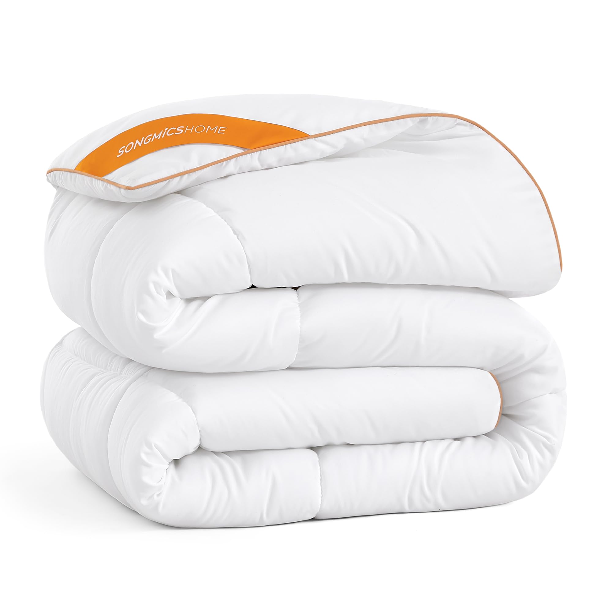 SONGMICS HOME Bettdecke, 240 x 220 cm Steppdecke, Steppbettdecke mit 8 Schlaufen, 300 GSM Decke, Bettdecke, mit Karosteppung, wolkenweiß TDC013W01