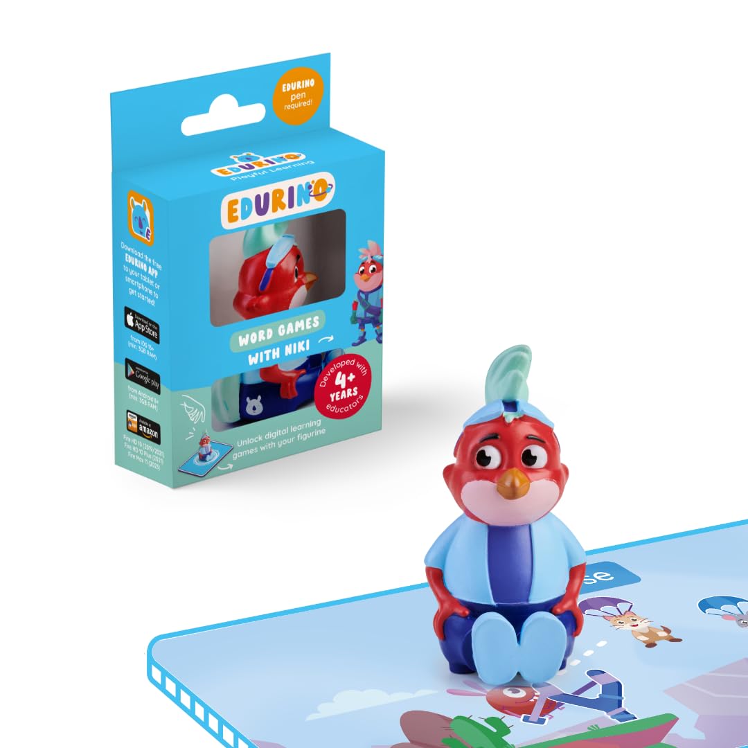 Edurino Niki - Word Games, Reading & Writing, Literacy Skills - Educational Toy for Kids 4+ - Includes 1 x Niki Figurine, App Access, Enhances Vocabulary, Interactive Learning