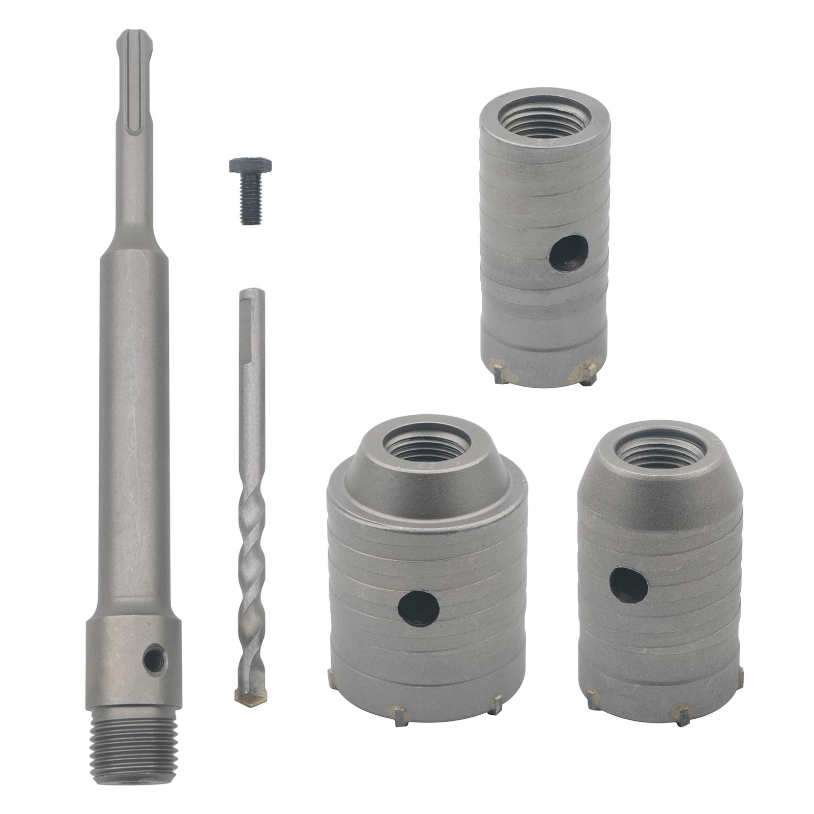 Unxuey Carbide Steel Concrete Cement Hole Saw Drill Bit Wall Stone SDS Plus Shank 35mm / 45mm / 55mm Cutter with 200mm Connecting Rod for Wall Brick