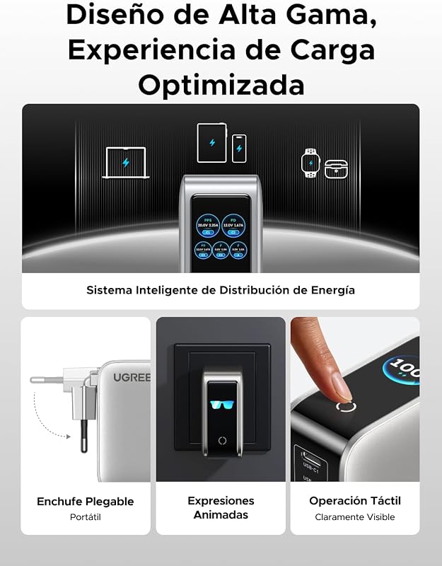 Nexode Pro Cargador USB C 100W Carga Rápida Pantalla TFT