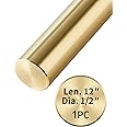 Coolneon 1/2 inch Brass Rods 1/2 x 12 in, 1 Pc for Knife Making Knife Handles Pins Stock Knife Scale Solid Round Brass Rod Dowel Rivet Gunsmithing Crafts Modeling Hobby