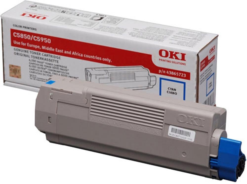 OKI C5850 Toner Cartridge Yield 6000 Pages - Cyan