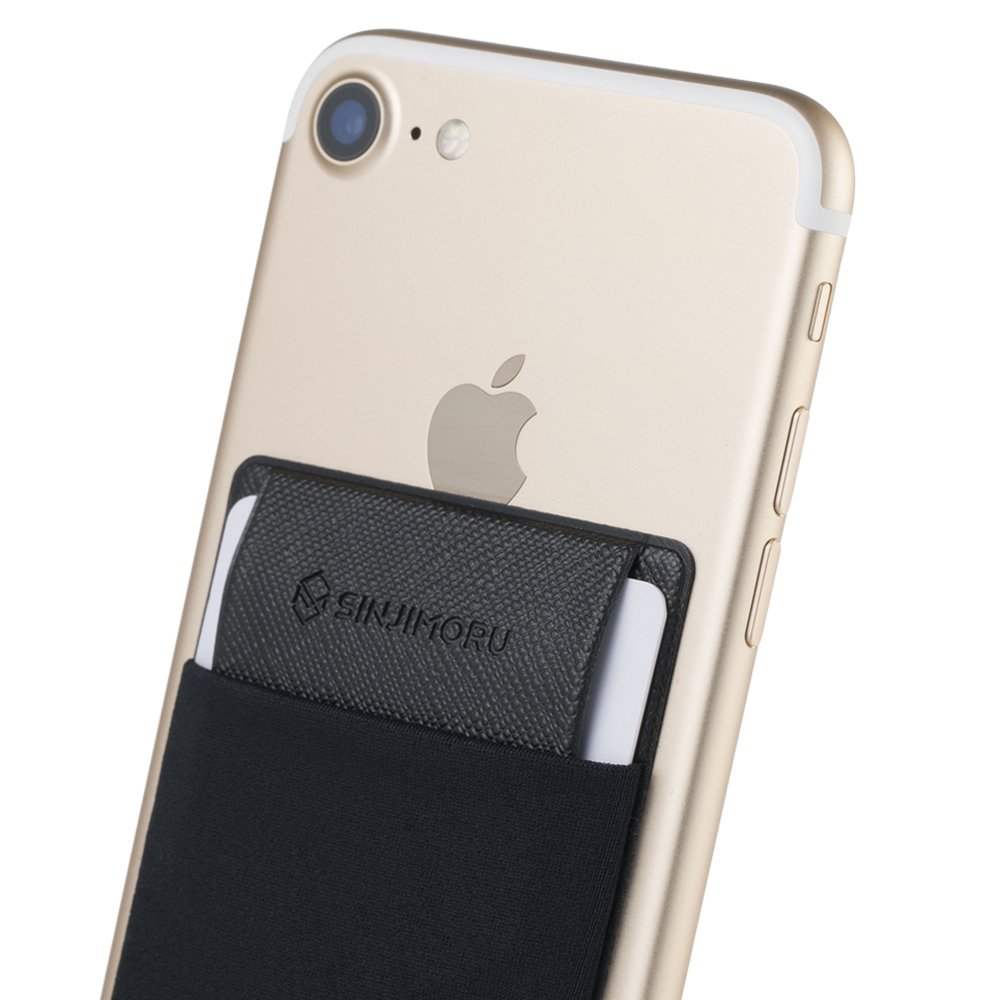 Sinjimoru Fabric Minimalist Wallet for iPhone, Stick on Phone Card Holder Functioning as Card Sleeves for Mobile Phones. Sinji Pouch Flap, Grey