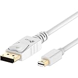 Mini DP to DP Cable, Rankie 6FT Gold Plated Mini DisplayPort to DisplayPort Cable 4K Resolution Ready (White) - R1105B