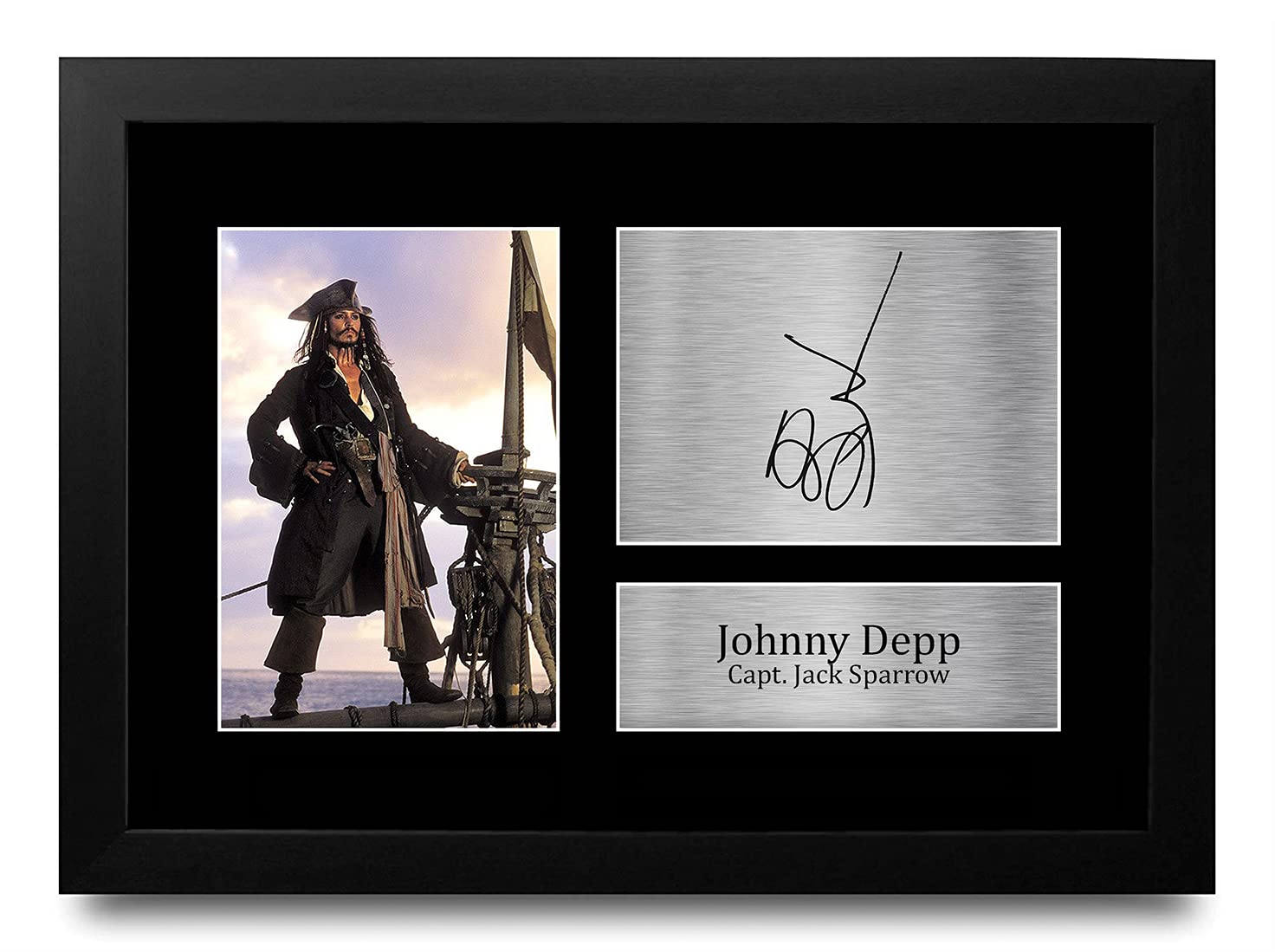 HWC Trading FR Johnny Depp Gift Signed FRAMED A4 Printed Autograph Pirates of the Caribbean Gifts Print Photo Picture Display — image 1
