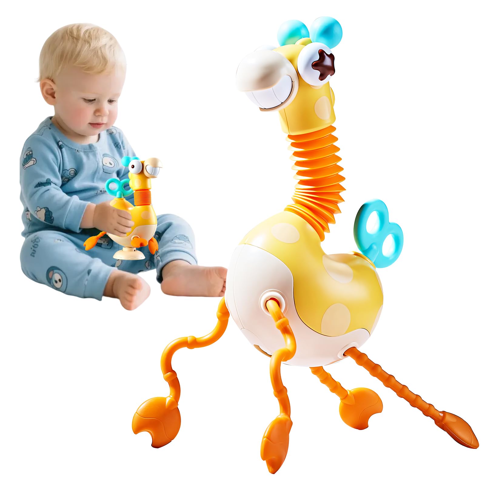 woollywink Baby Toy for 1-Year-Old, Montessori Toy for 6, 9, 12 18 Months, Giraffe Multi-Sensory Pull Toy Educational Toy for Baby Development Fine Motor Skills Gift for Boys & Girls