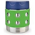 LunchBots Thermal 8 oz Triple Insulated Thermos - Hot 6 Hours or Cold 12 Hours - Leak Proof Thermos Soup Jar - All Stainless Interior - Navy Lid - Green Dots