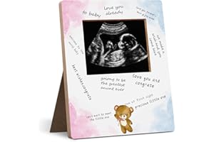 Hatzelou Cute Bear Baby Shower Sign Picture Frame, Baby Sonogram Picture Frame, Baby Shower Signed Photo Frame, Baby Shower Gender Reveal, Baby Shower Party Decor 4.3 * 5.3 IN Photos