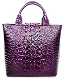 Pijushi Embossed Crocodile Leather Tote Top Handle Handbags 6061 (One Size, Violet)