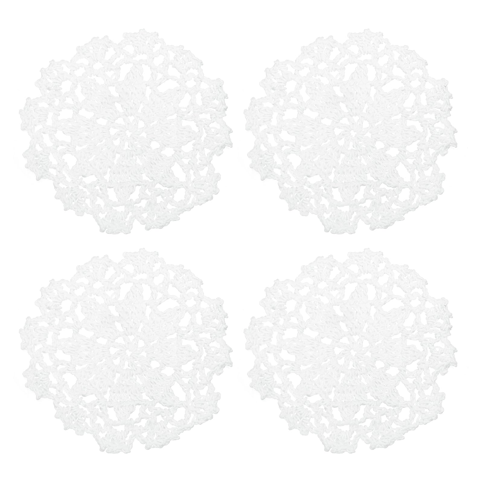 uxcell Fabric Coasters, 4pcs 4" - Cotton Woven Crochet Doilies, Lace Embroidery Cup Mat with Floral Pattern for Wedding Party Decoration (White)