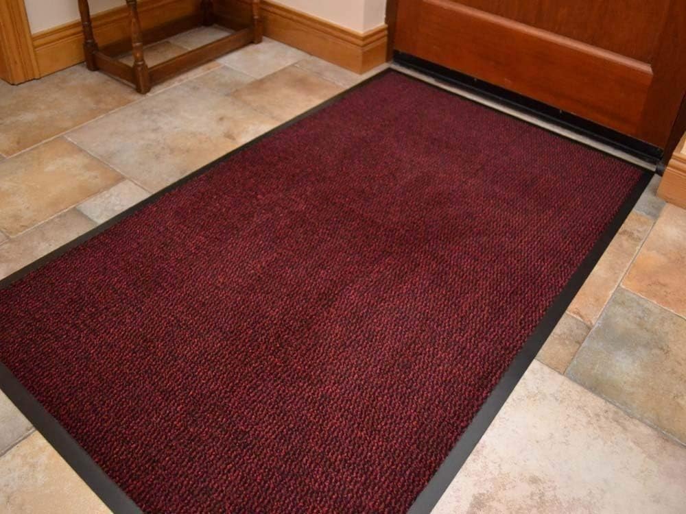 FunkyBuys® Barrier Mat Large Red/Black Door Mat Rubber Backed Medium