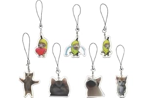 EXPHAIN 7 Pieces Cat Phone Charm Keychain Y2k Cute Kawaii Phone Charms Strap Aesthetic