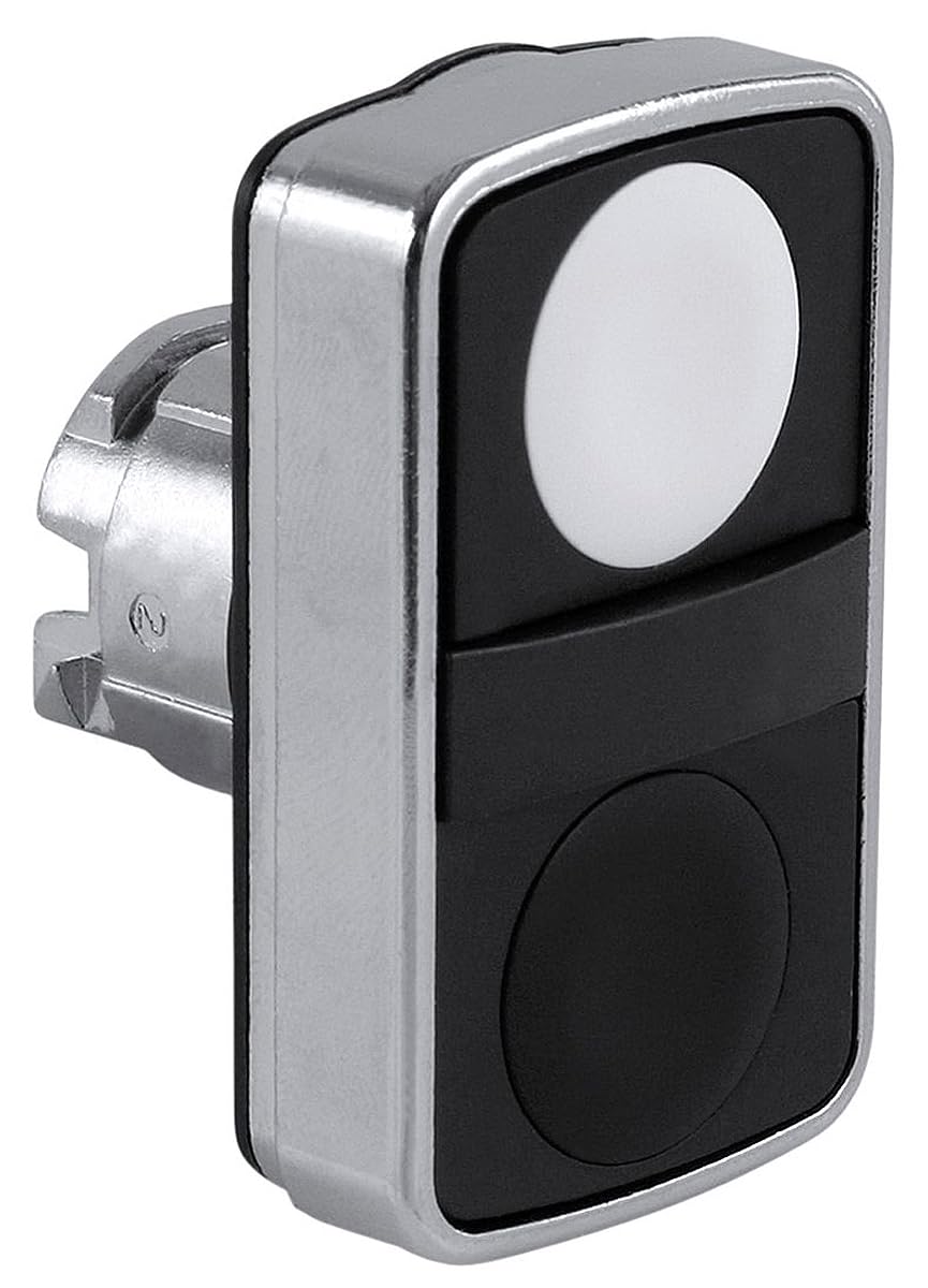 Schneider Electric Double-headed push button head, Harmony XB4, metal, 22 mm, 1 white flush unmarked and 1 black flush unmarked