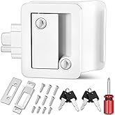 RV Entry Door Lock, 100% Metal Camper Travel Trailer Door Latch, RV Lock Replacement Kit with Paddle Deadbolt 4 Keys, for Cam