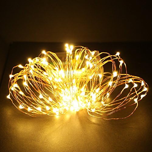 MEGAVISION Waterproof Copper Wire String Lights Battery Powered 10M 100 LEDs Fair Lights for Christmas Holiday Festival Party Decorations (Warm White)
