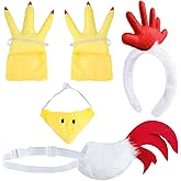 SIOTMERA Chicken Costume Set- 5 Pieces Rooster Costume with Chicken Comb Headband,Tail, Feet,Beak Nose Mask-Fun Farm Animal Dress Up for Halloween, Cosplay, Theme Parties & Carnival