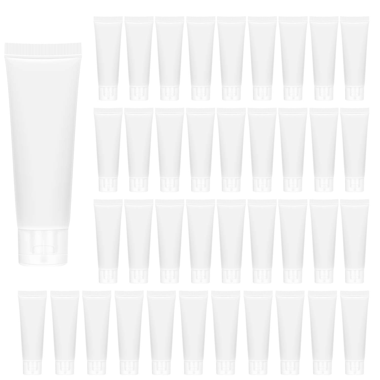100ml Empty Tubes Soft Tubes Squeeze Bottle With Flip Cap Clear Refillable Containers for Cosmetics, Set of 28 PCS : Beauty