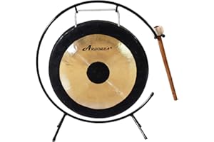 Arborea Sound Healing and Therapy Mini Gong 12" with Stand and Mallet Bronze Alloy Hand Hammered Chinese Small Table Chau Gon
