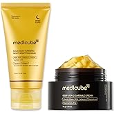 medicube Glass Skin Refining Duo at Night: Deep Vitamin C Golden Capsule Face Moisturizer and Turmeric Overnight Wrapping Peel Off Mask 2.0