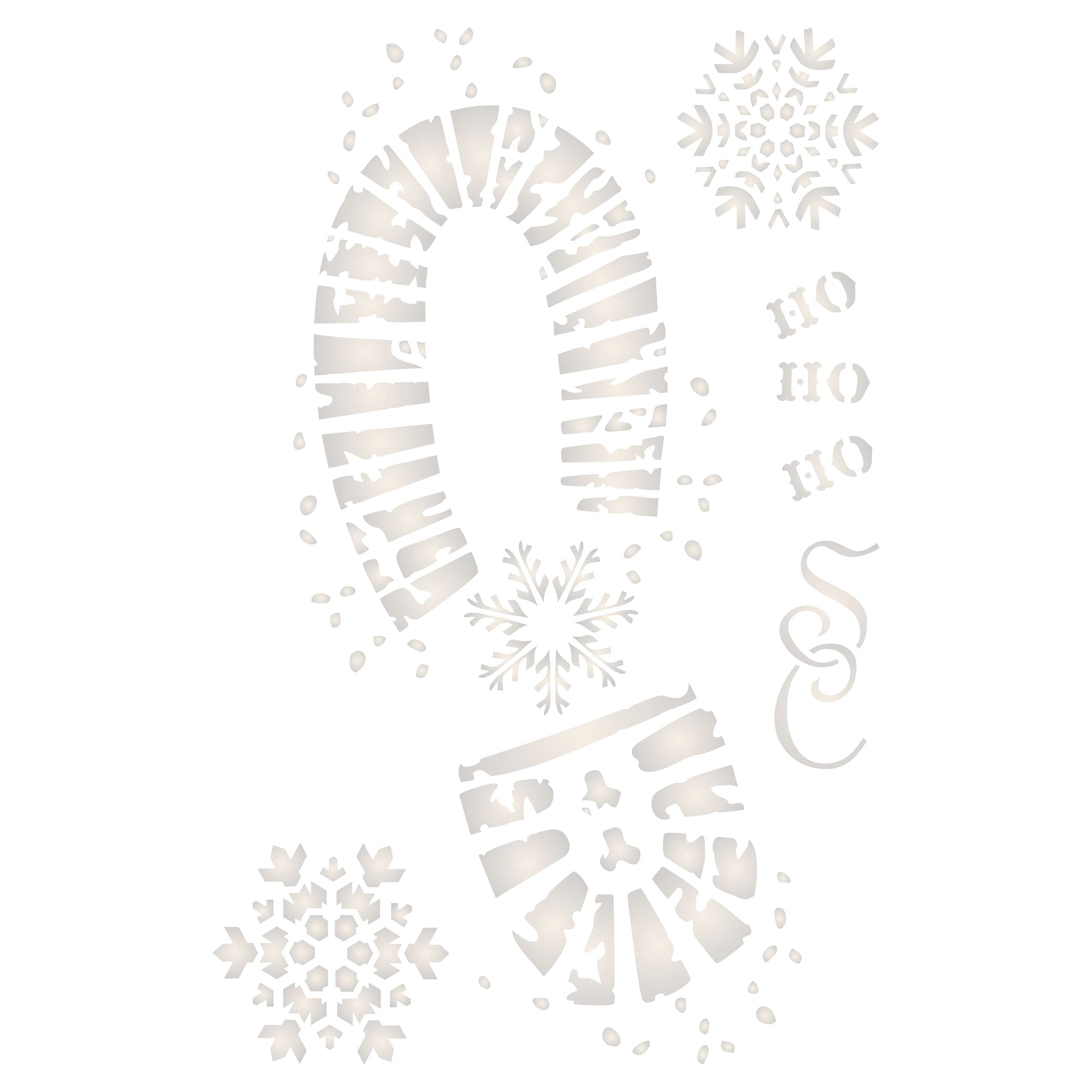Santas Footprint Stencil, 11.43 x 17.78 cm (S) - Stencil Company Original Christmas Decoration Boot Print Snowflakes