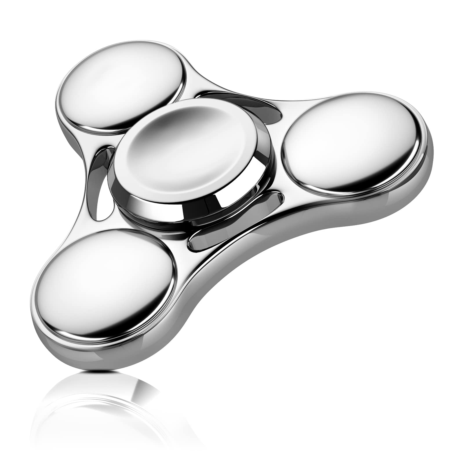 Aolcev Fidget Spinner Metal Fidget Toy Hand Spinner Stainless Steel 3-5 Minutes Fast Bearing Spins Hand Spinner Tri Finger Gyro Toy ADHD EDC Focus Anxiety Stress Relief Toys for Kids Adults-Silver