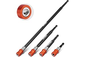 Katerk Drill Bit Extension Set, 4 Pcs Magnetic Bit Holder, 1/4 Inch Hex Drill Bit Extender for Impact Driver - Enhanced Stability, Professional Grade (12", 6", 4", 2 3/8")