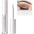 Erinde Liquid Glitter Eyeshadow Eyeliner, Metallic Shimmer Glitter Eyeshadow Liner, High Pigment Colored Eyeliner, Waterproof Long Lasting Sparkle Christmas Eye Makeup for Women, Pearl White