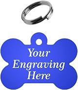 LARRYROO Engraved Bone Dog Tag Blue 38mm ID Tag Collar view 2